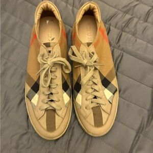 Burberry Beige and Black Plaid Sneakers